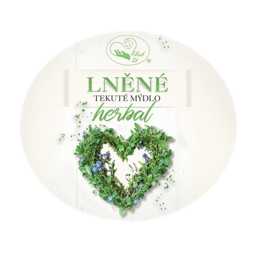 Velká etiketa Lněné tekuté mýdlo Herbal